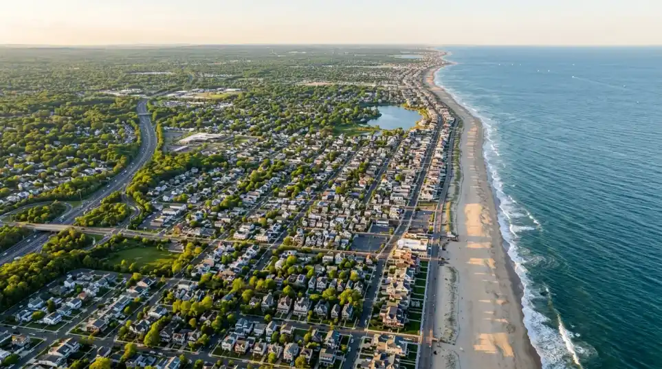 Aerial view of the Central New Jersey Shore coastline Aerial view of the Central New Jersey Shore coastline